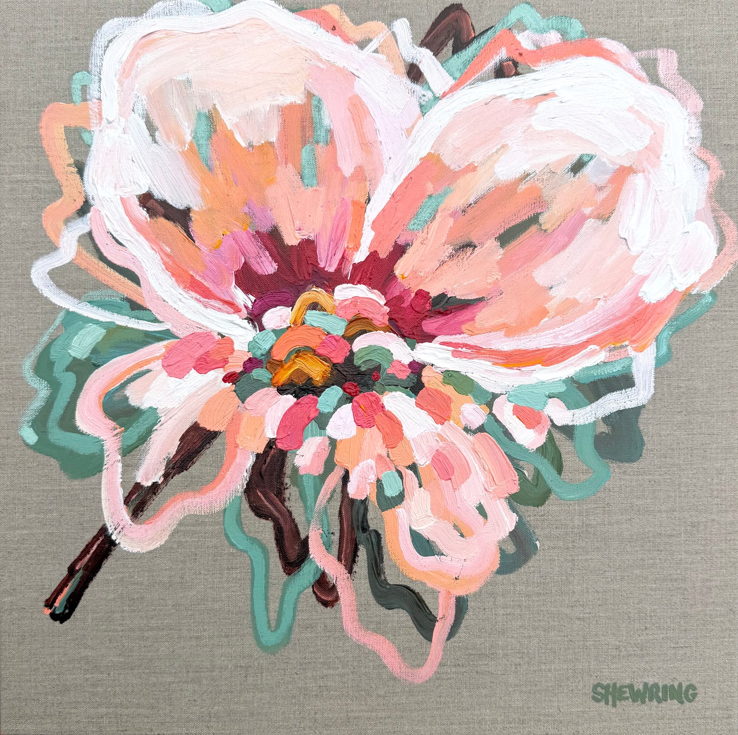 In Full Bloom 53x53cm FRAMED **exclusively sold at MYNT Gallery in Canterbury VIC