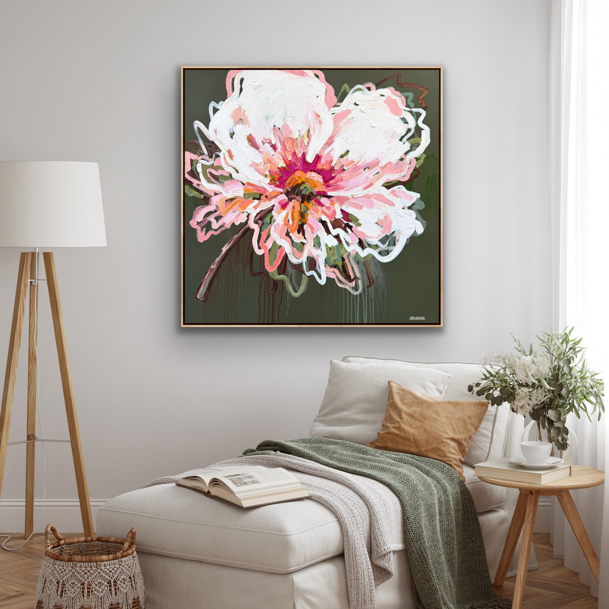 Love Our Flower 103 x 103 cm FRAMED