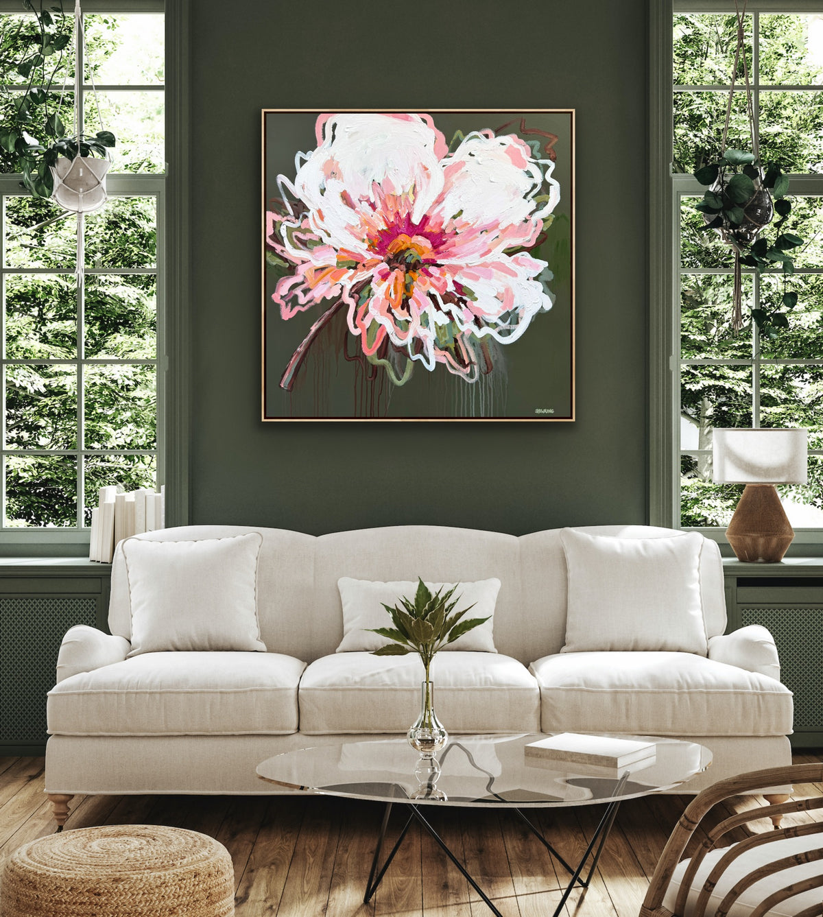 Love Our Flower 103 x 103 cm FRAMED