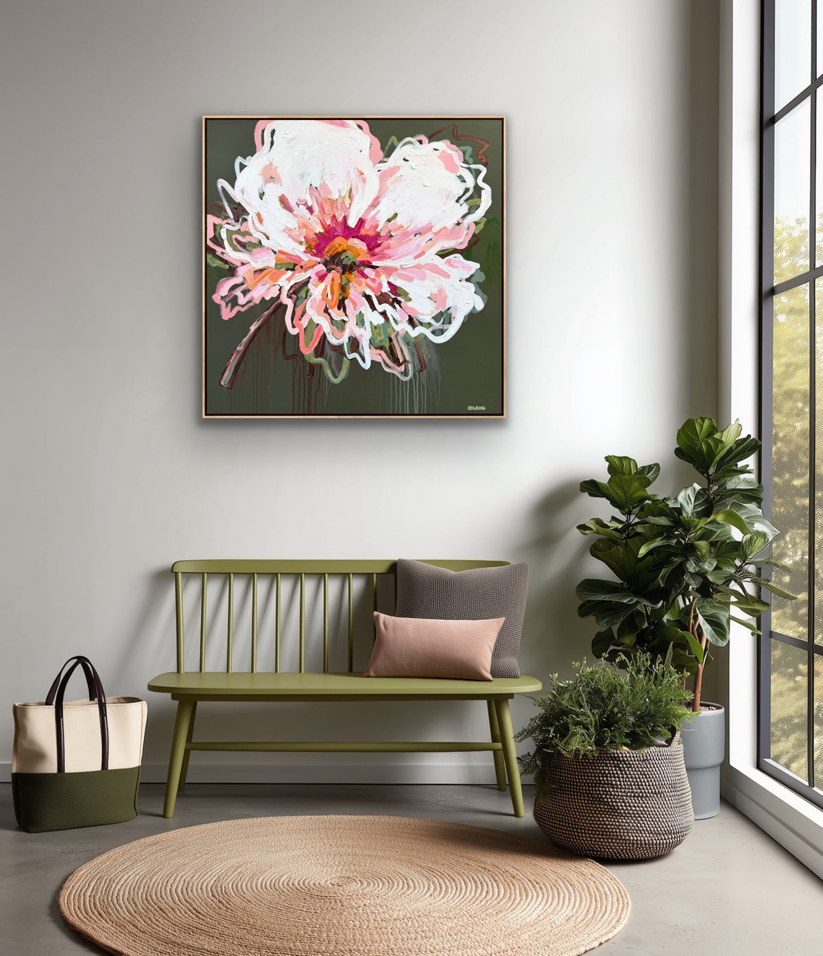 Love Our Flower 103 x 103 cm FRAMED