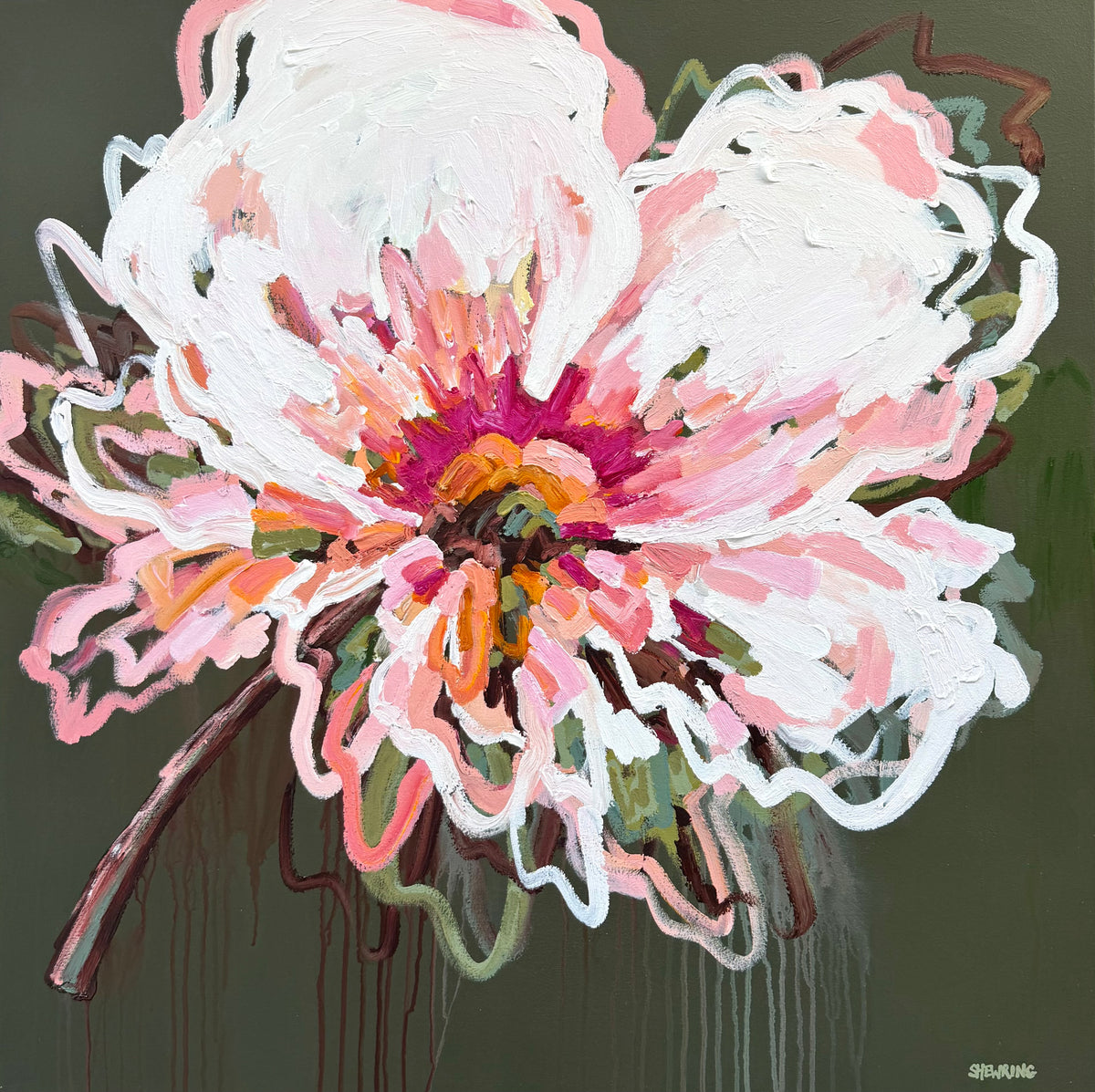 Love Our Flower 103 x 103 cm FRAMED
