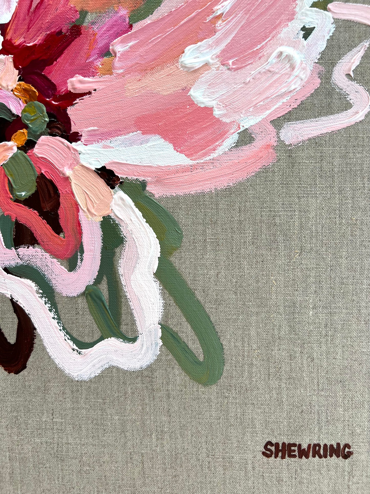 Lovers Of Pink 53x53cm FRAMED **exclusively available and on display at MYNT Gallery in Canterbury VIC, shipping Australia wide**