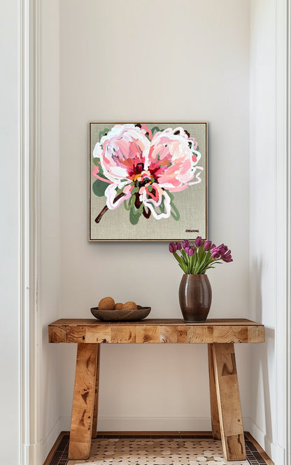 Lovers Of Pink 53x53cm FRAMED **exclusively available and on display at MYNT Gallery in Canterbury VIC, shipping Australia wide**