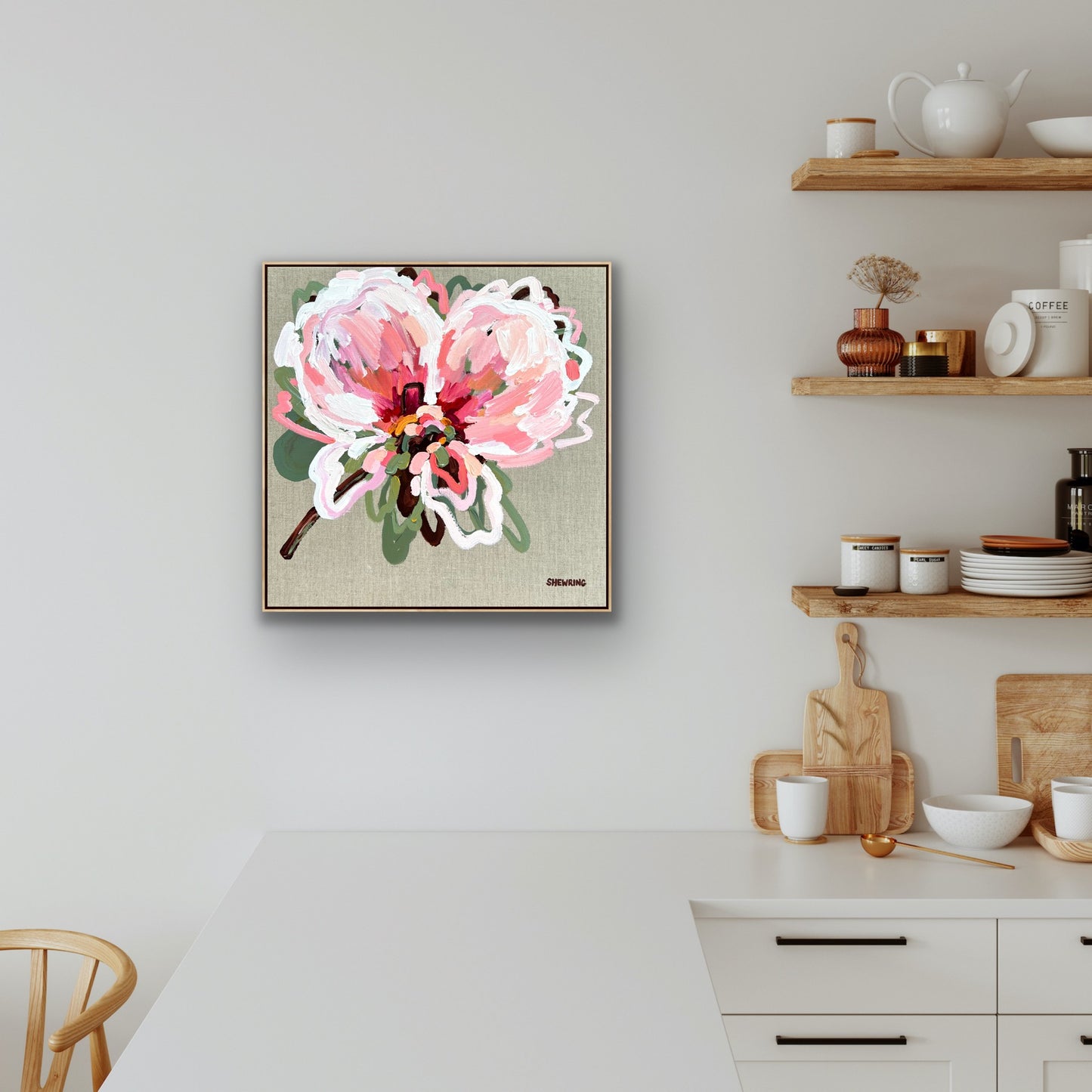 Lovers Of Pink 53x53cm FRAMED **exclusively available and on display at MYNT Gallery in Canterbury VIC, shipping Australia wide**