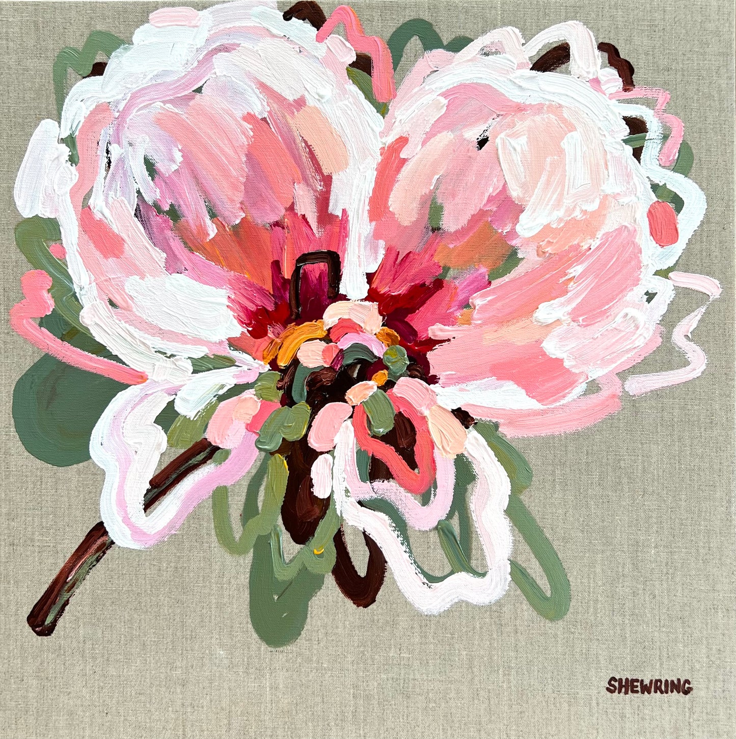 Lovers Of Pink 53x53cm FRAMED **exclusively available and on display at MYNT Gallery in Canterbury VIC, shipping Australia wide**