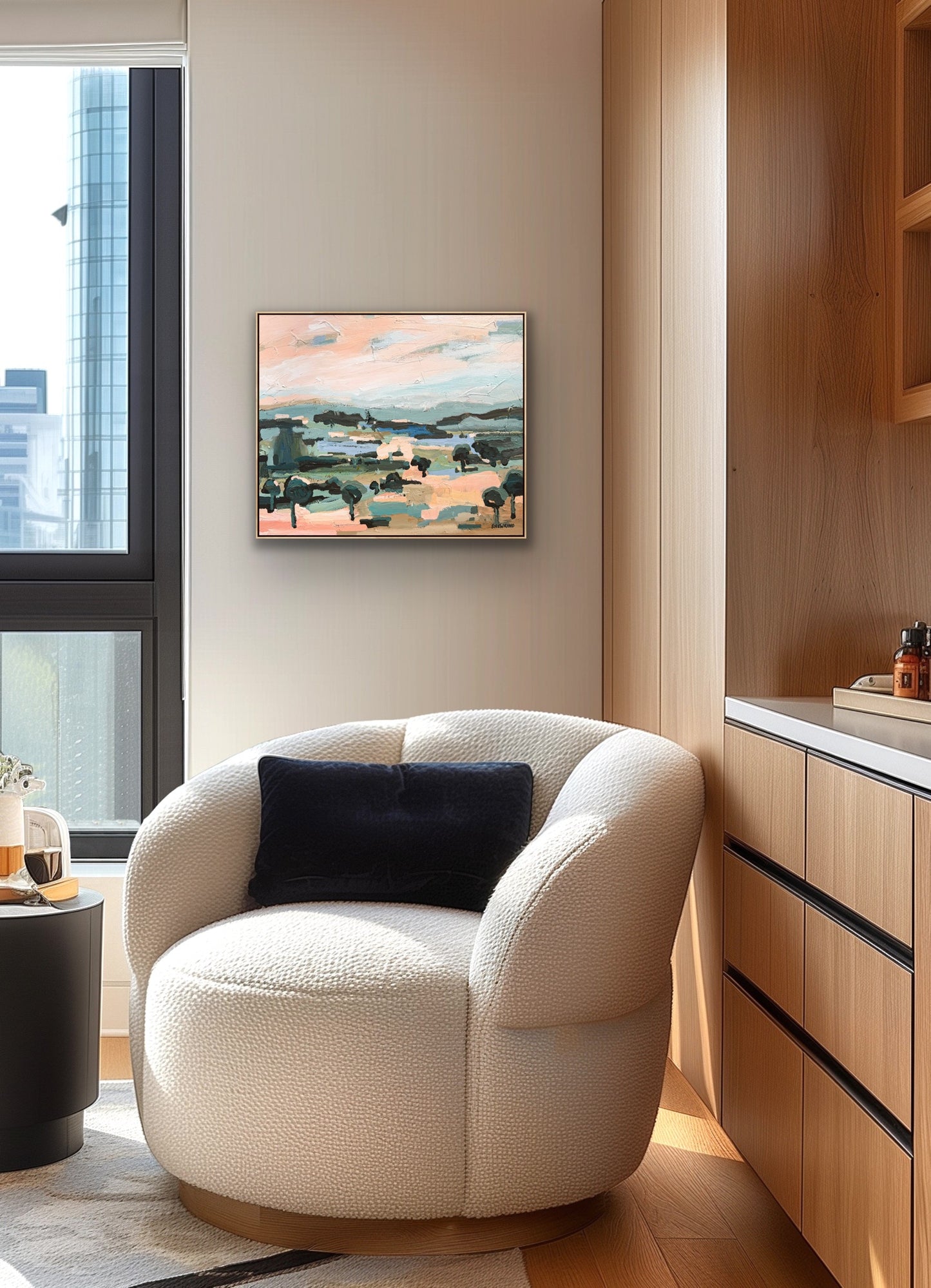 Mountains Of Blue 64x54cm FRAMED