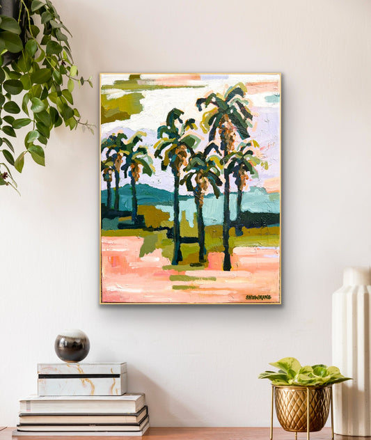 Palms And Pools 49 x 39 cm Framed