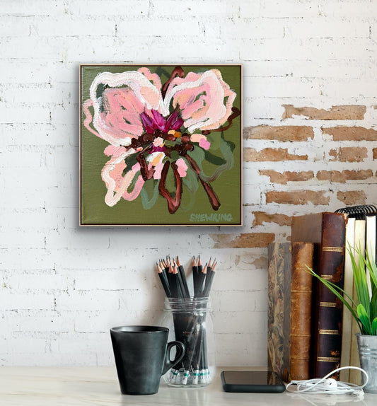 Pink Blossom 23 x 23 cm Framed