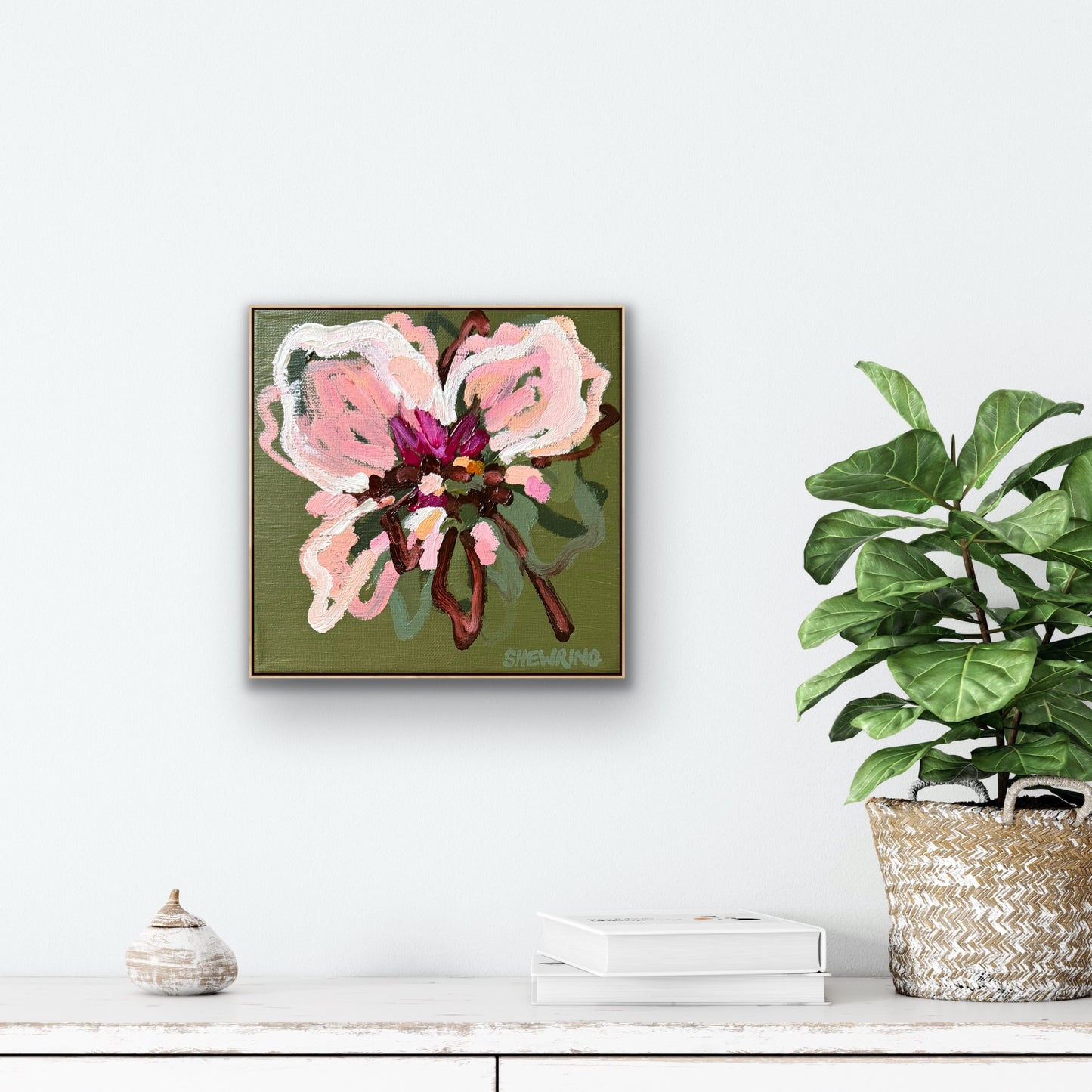 Pink Blossom 23 x 23 cm Framed