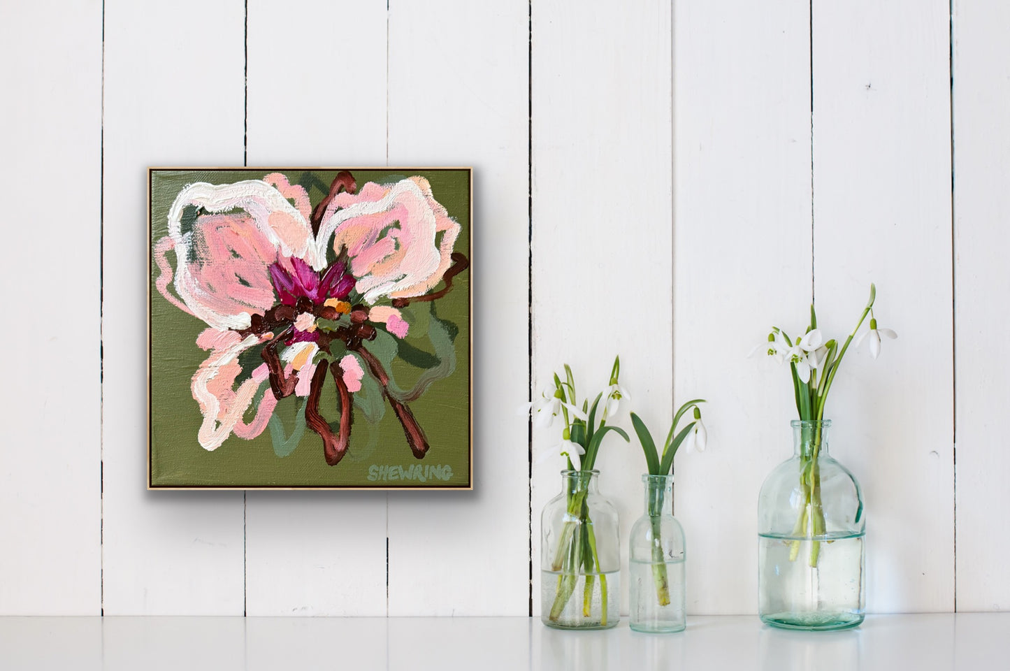 Pink Blossom 23 x 23 cm Framed