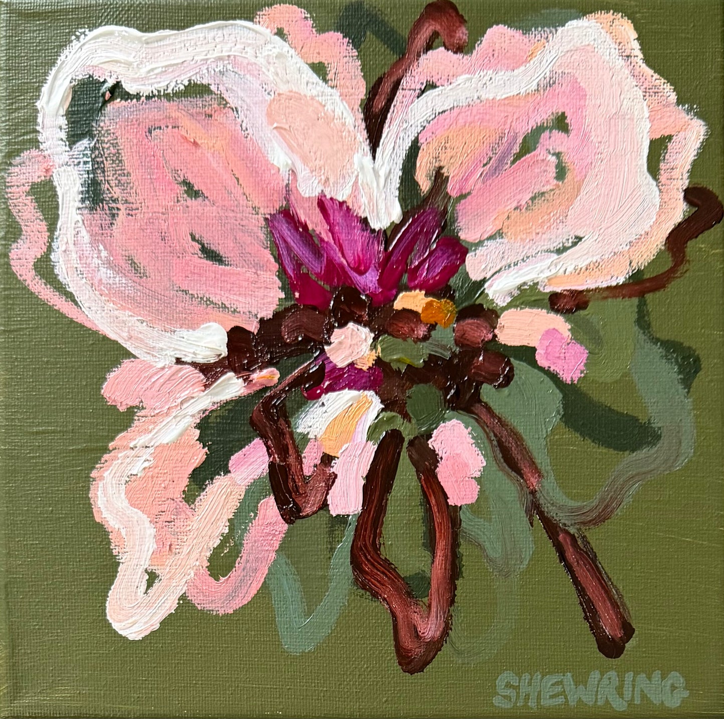 Pink Blossom 23 x 23 cm Framed