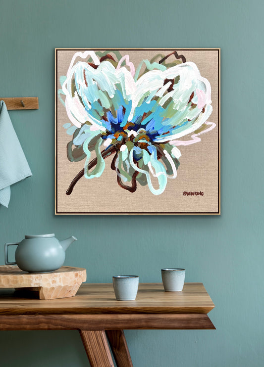 Sun On The Blue Flower 53x53cm FRAMED