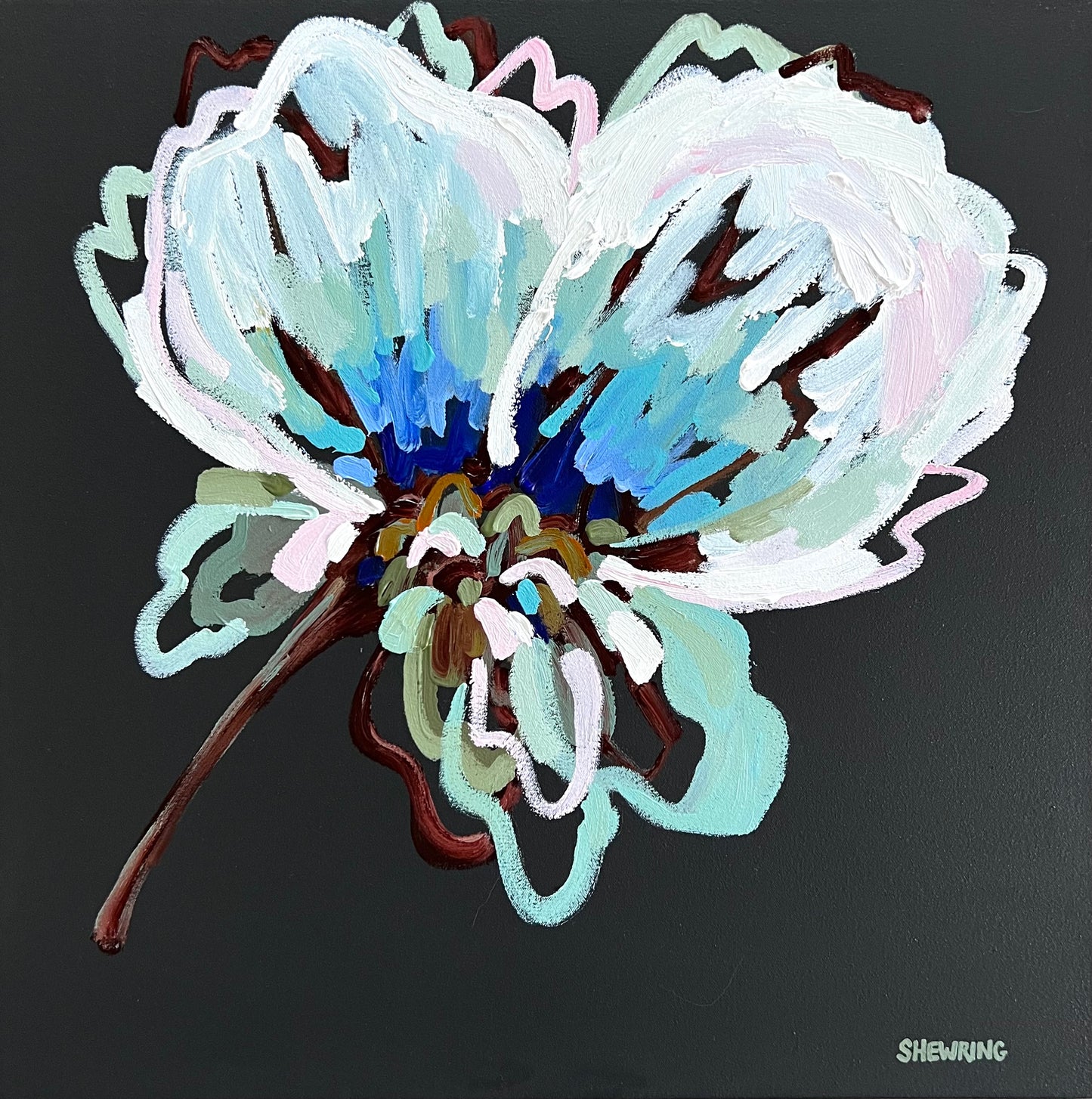 Sunlit Blue 63x63cm FRAMED