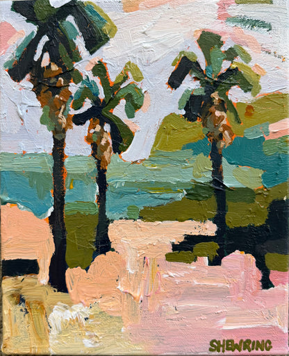 Sunlit Palms 28 x 23 cm FRAMED