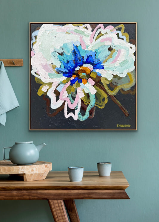 Sunny Blue 43 x 43 cm FRAMED ***Exclusively available at Mynt Gallery in Canterbury VIC***