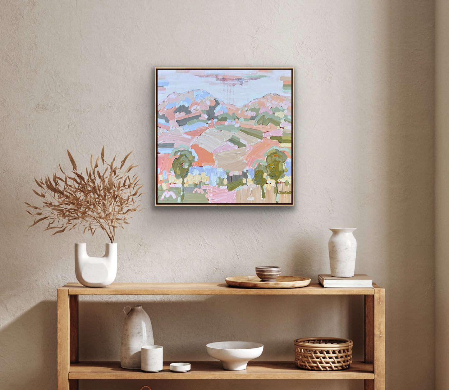 Sunset Fields 53x53cm FRAMED **SOLD exclusively at JUMBLED Online**