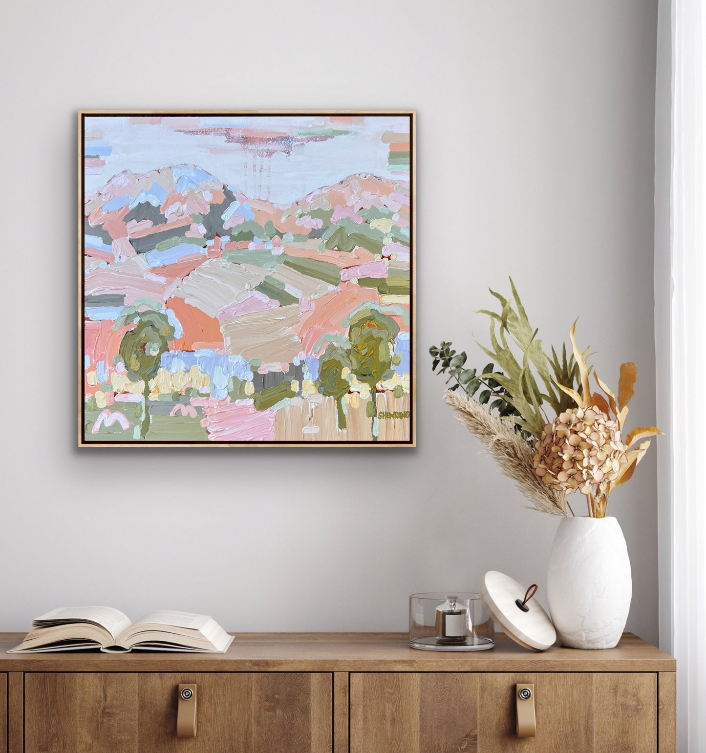 Sunset Fields 53x53cm FRAMED **SOLD exclusively at JUMBLED Online**