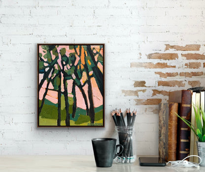 Sunset In The Woods 28 x 23 cm FRAMED