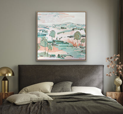 Sunshine On The Riverbank 103x103cm FRAMED
