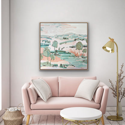 Sunshine On The Riverbank 103x103cm FRAMED