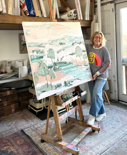 Sunshine On The Riverbank 103x103cm FRAMED