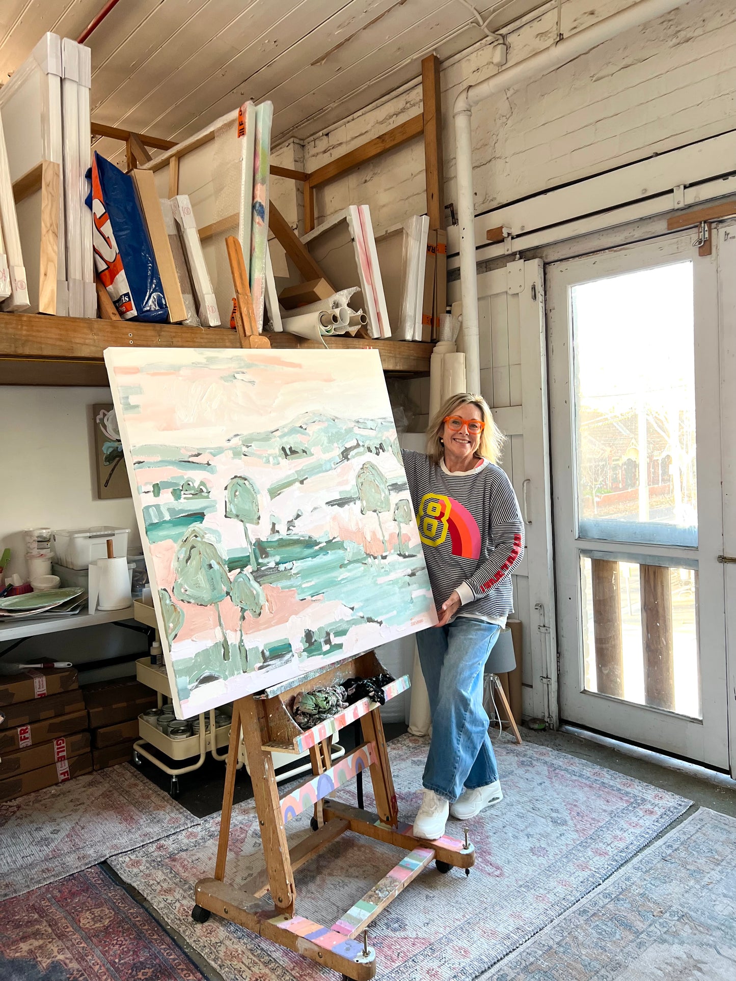 Sunshine On The Riverbank 103x103cm FRAMED