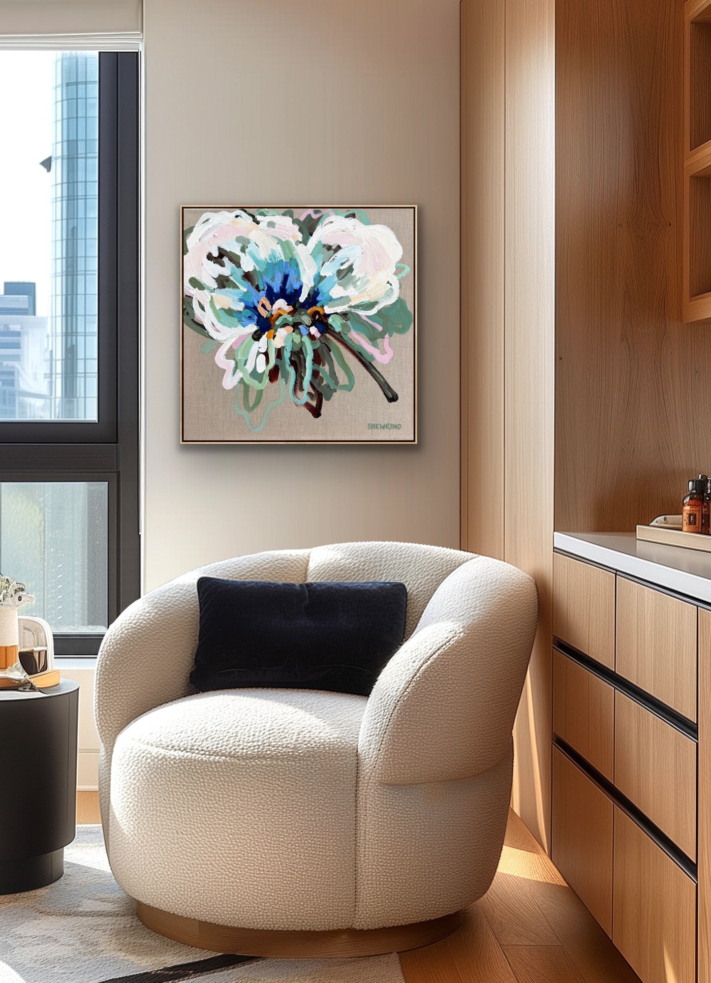 Sweet Blue 53x53cm FRAMED