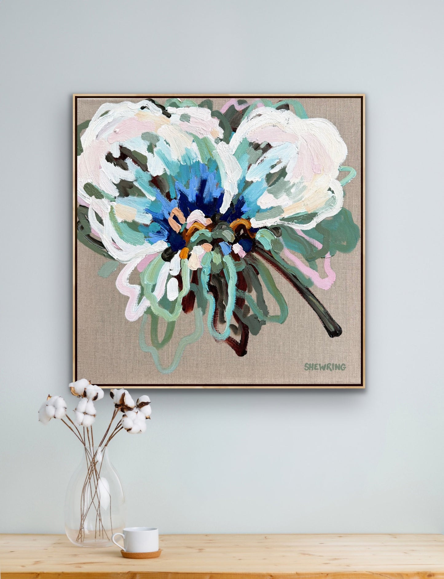 Sweet Blue 53x53cm FRAMED