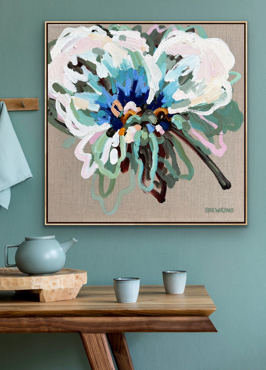 Sweet Blue 53x53cm FRAMED