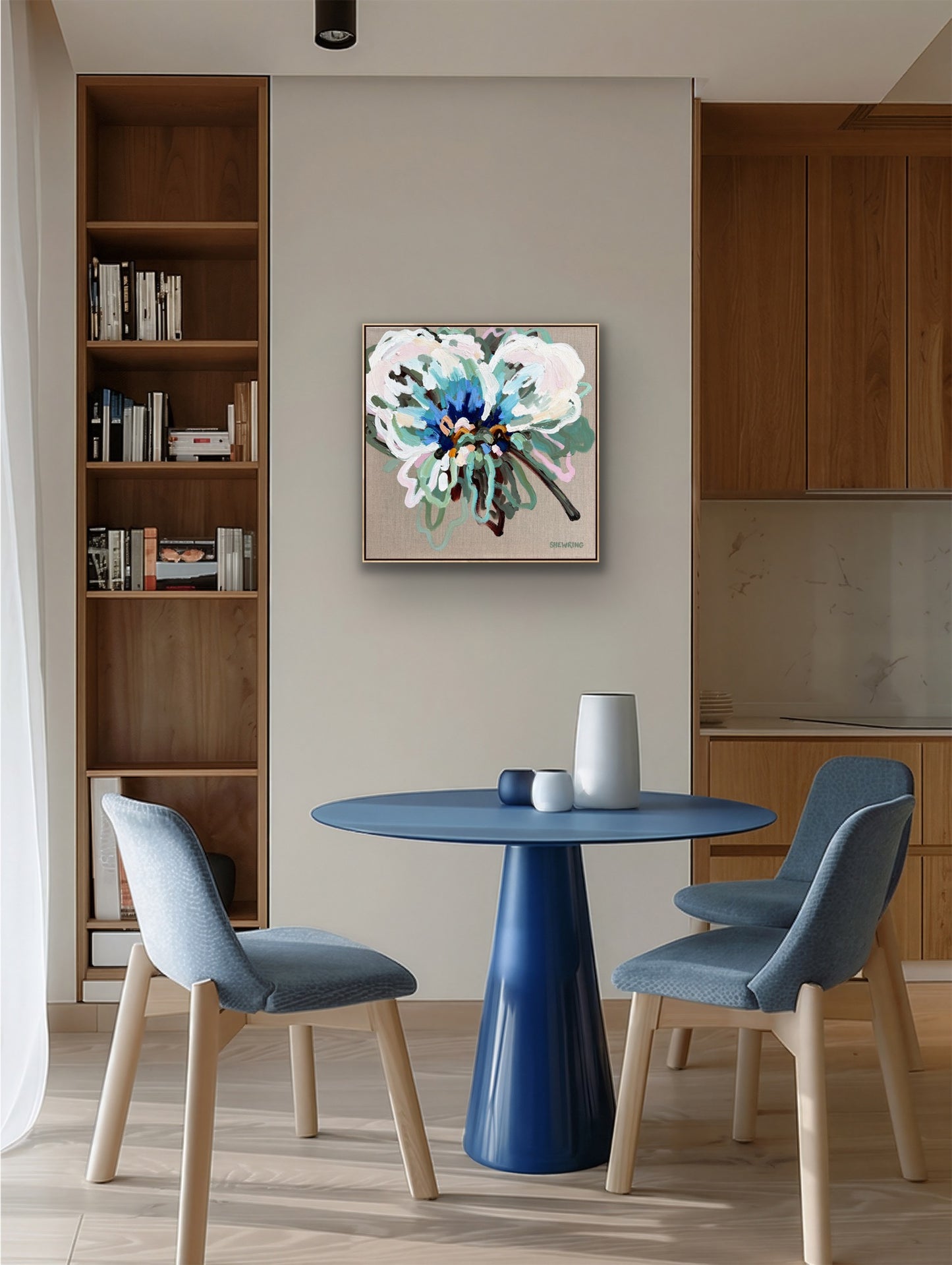 Sweet Blue 53x53cm FRAMED
