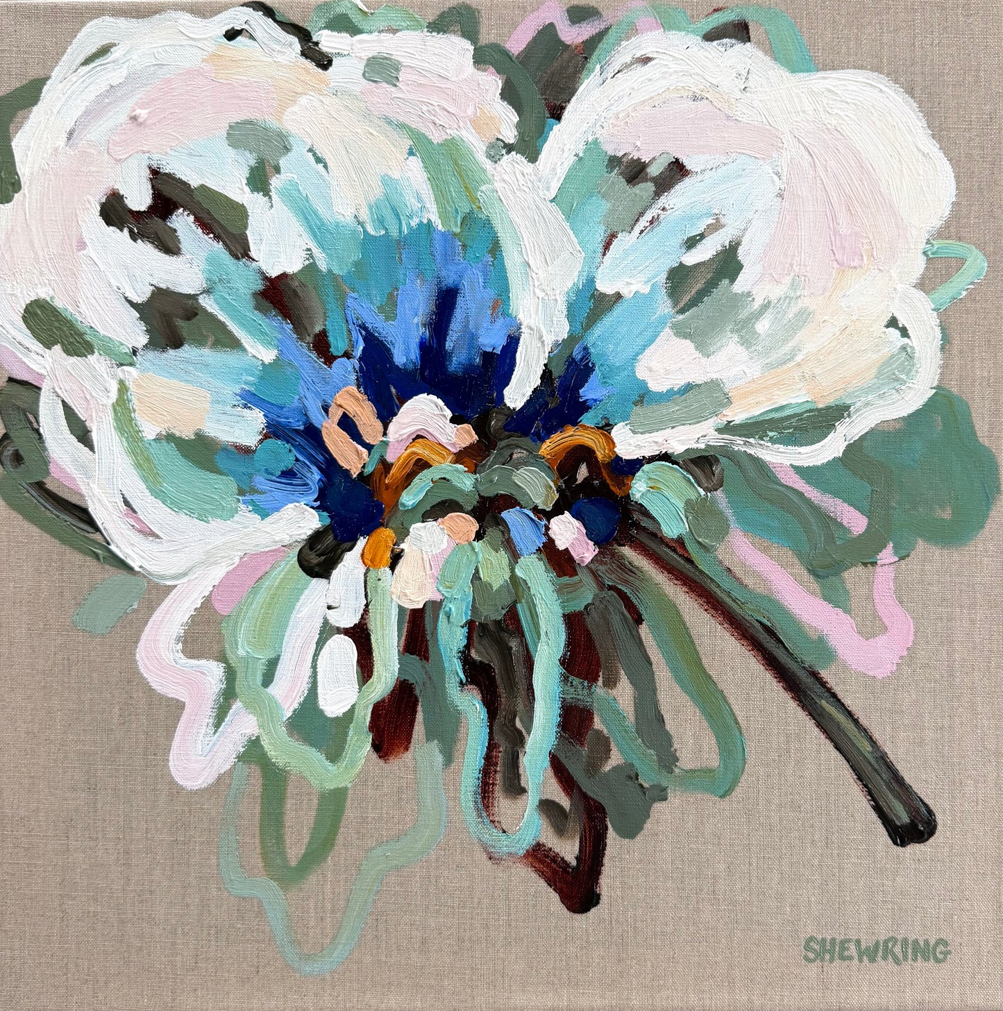 Sweet Blue 53x53cm FRAMED