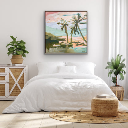 Under The Palms 103x103cm FRAMED