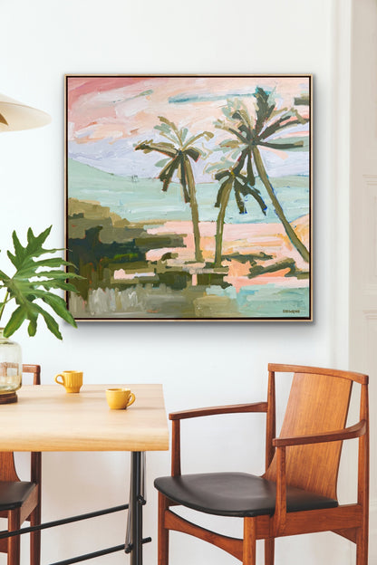 Under The Palms 103x103cm FRAMED