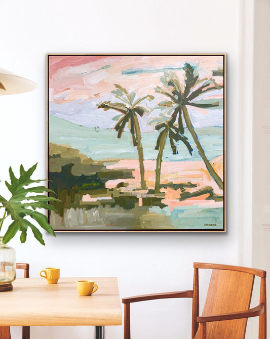 Under The Palms 103x103cm FRAMED