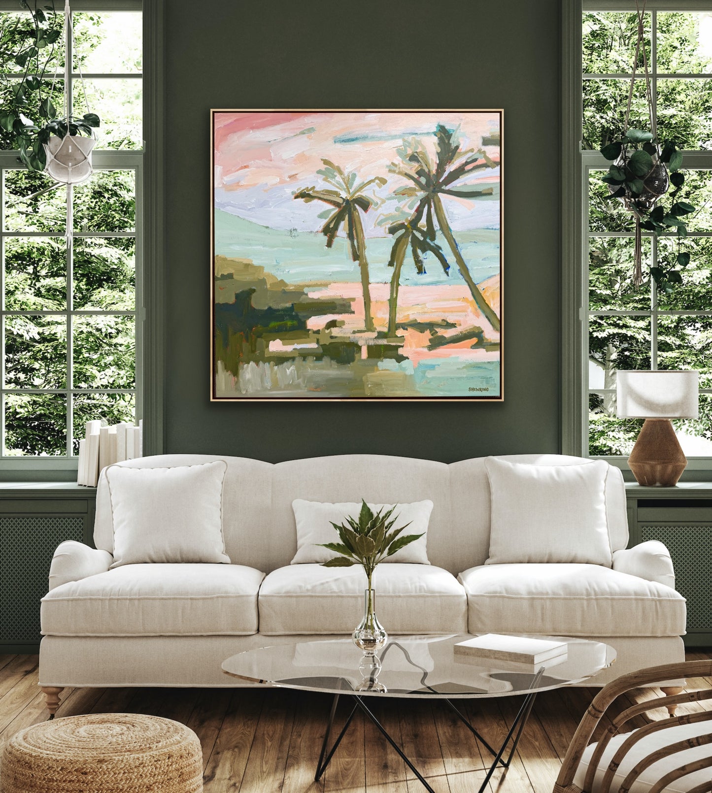 Under The Palms 103x103cm FRAMED