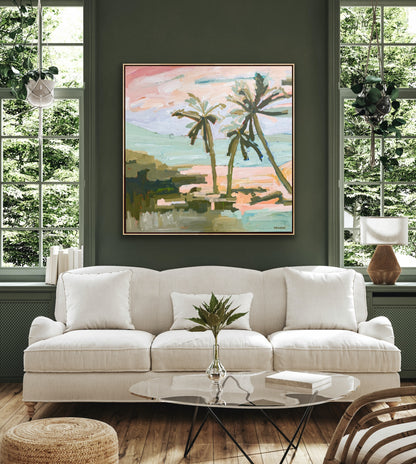 Under The Palms 103x103cm FRAMED
