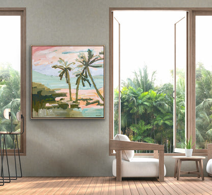 Under The Palms 103x103cm FRAMED