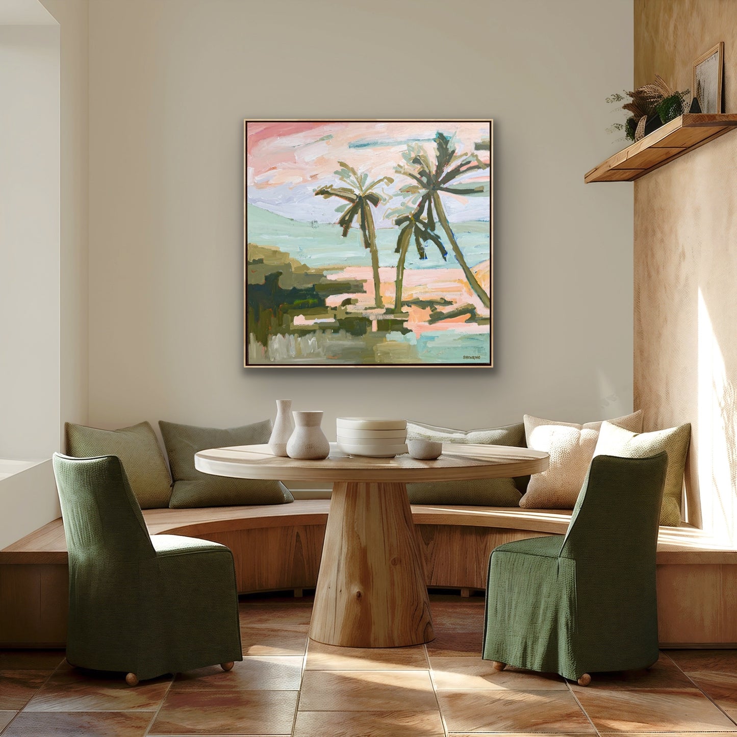 Under The Palms 103x103cm FRAMED