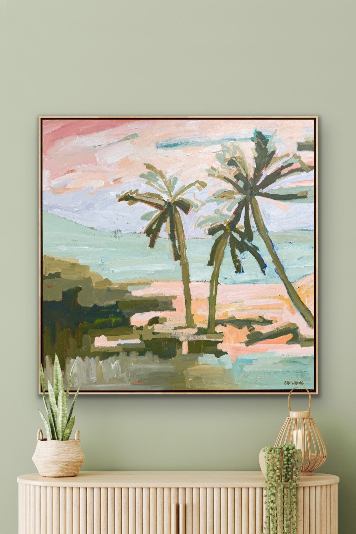 Under The Palms 103x103cm FRAMED