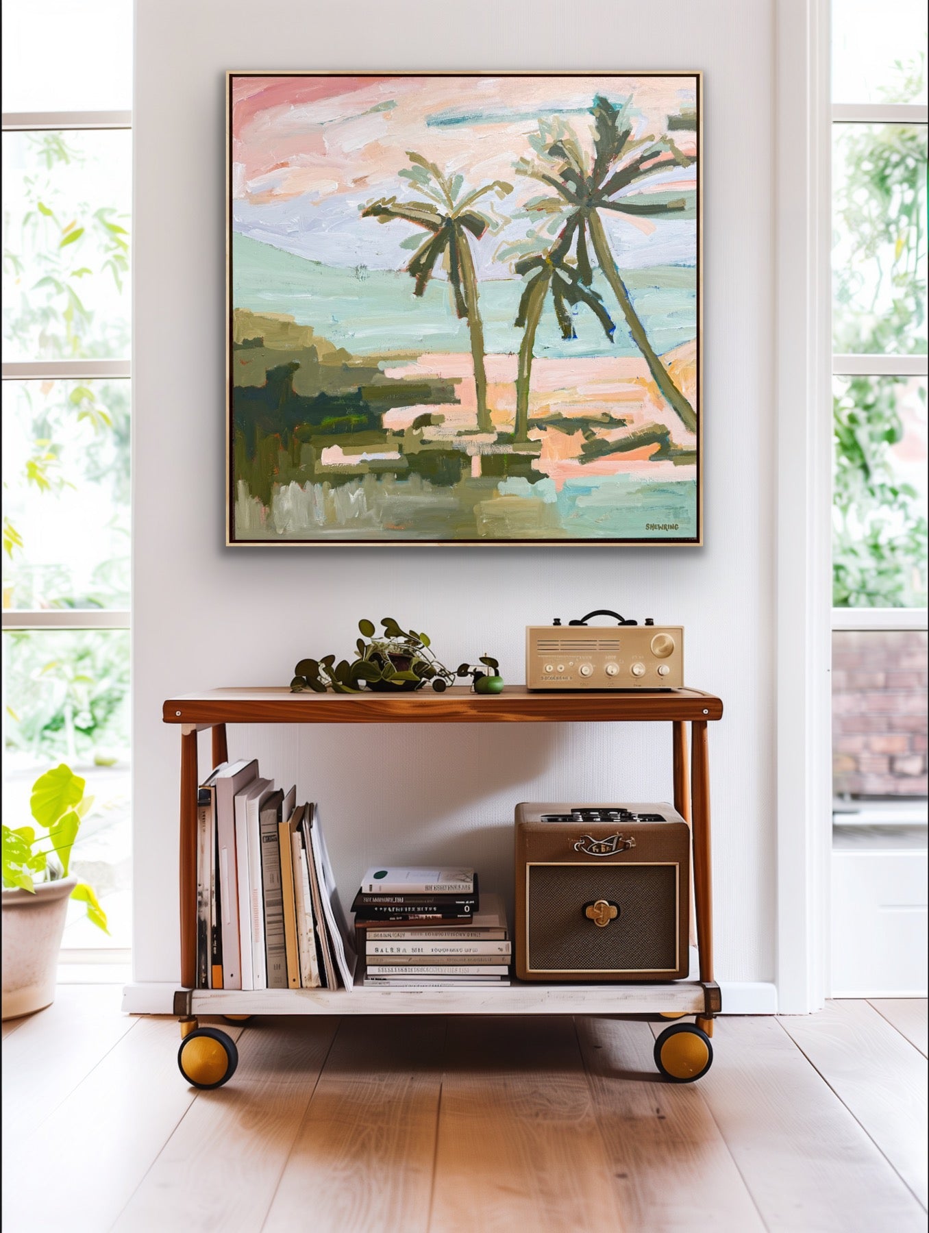 Under The Palms 103x103cm FRAMED
