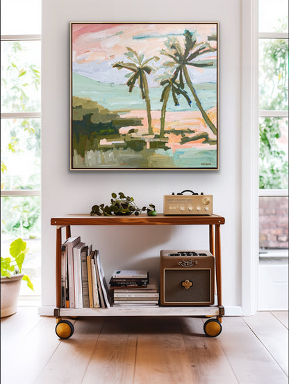 Under The Palms 103x103cm FRAMED