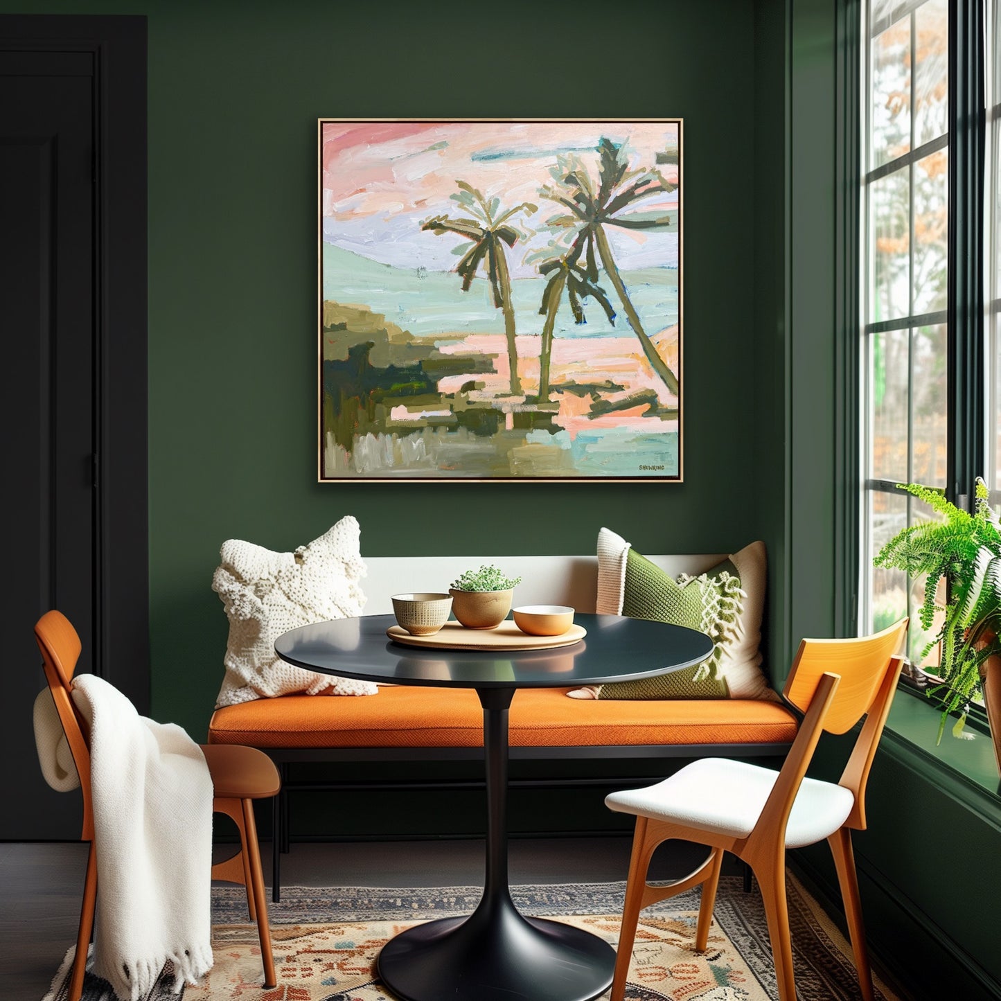 Under The Palms 103x103cm FRAMED