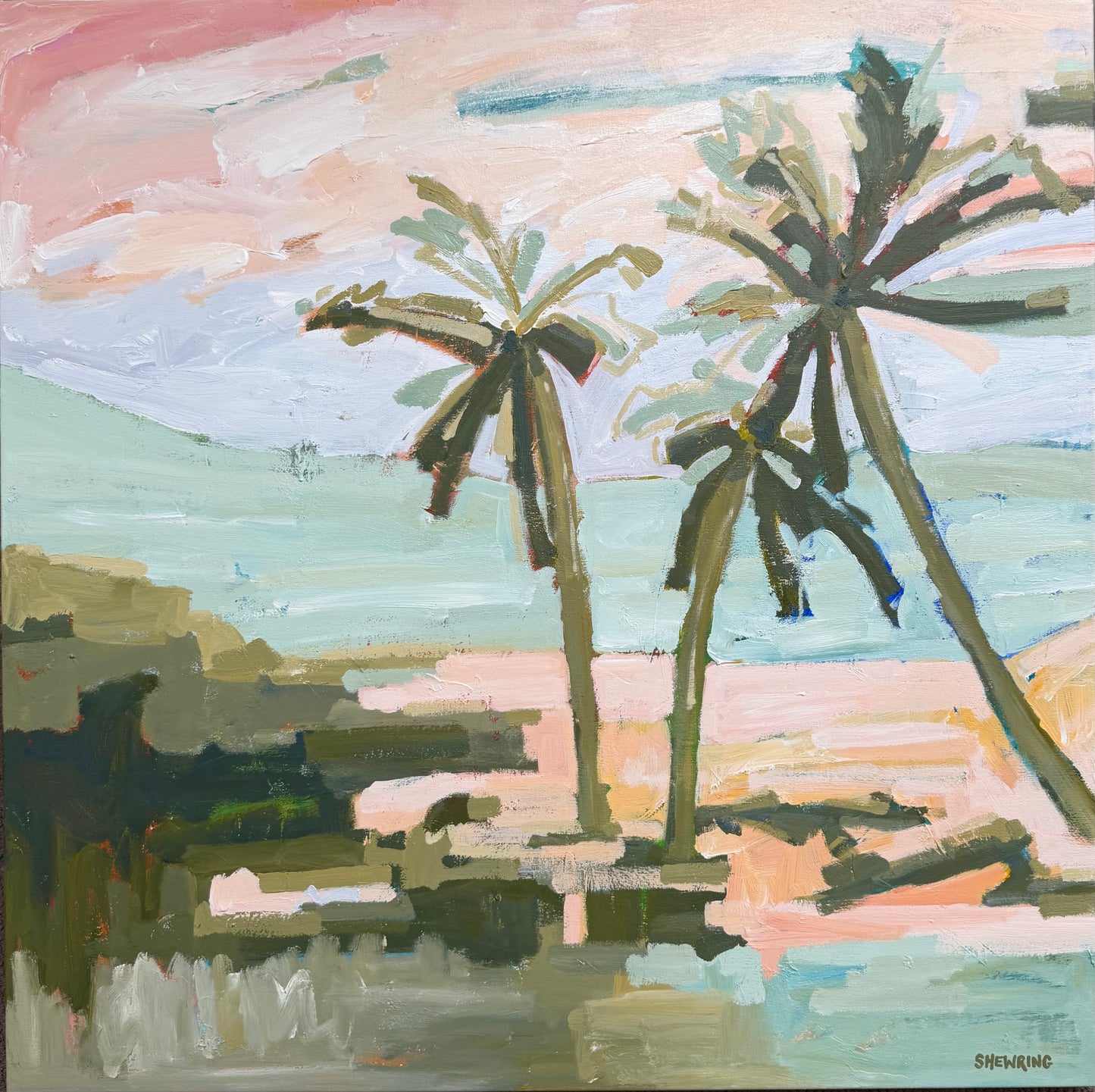 Under The Palms 103x103cm FRAMED