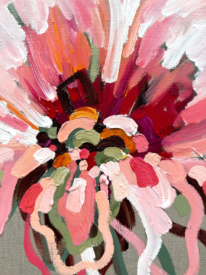 Watermelon Pink In Bloom 53x53cm FRAMED