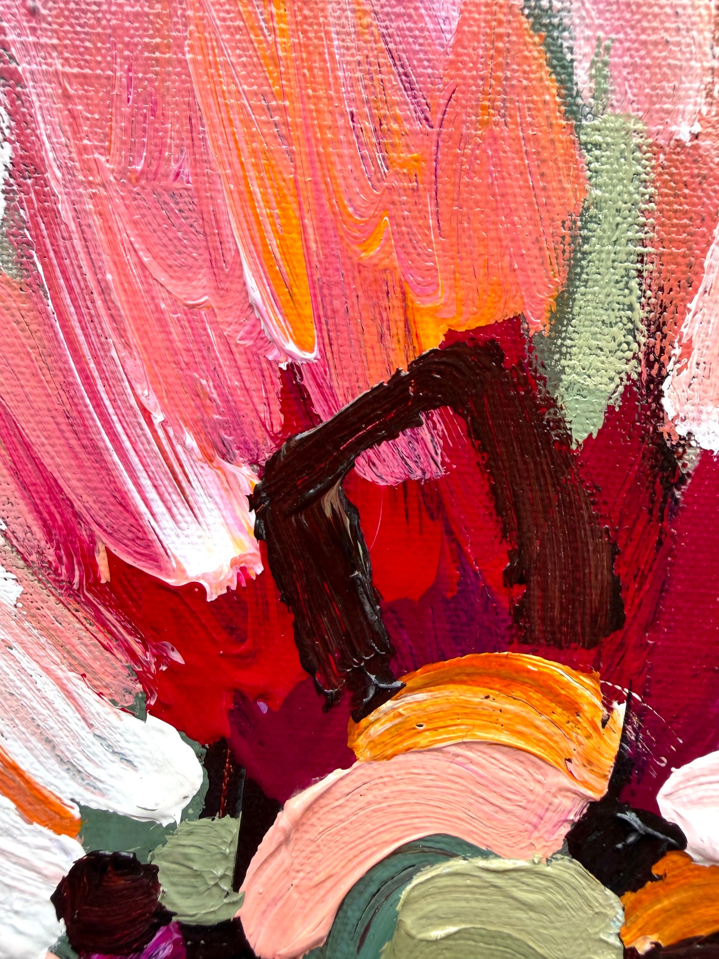 Watermelon Pink In Bloom 53x53cm FRAMED