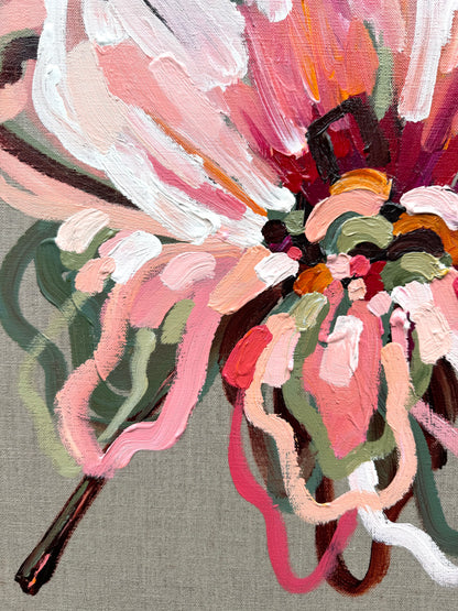 Watermelon Pink In Bloom 53x53cm FRAMED