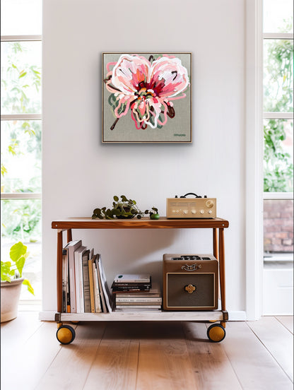 Watermelon Pink In Bloom 53x53cm FRAMED