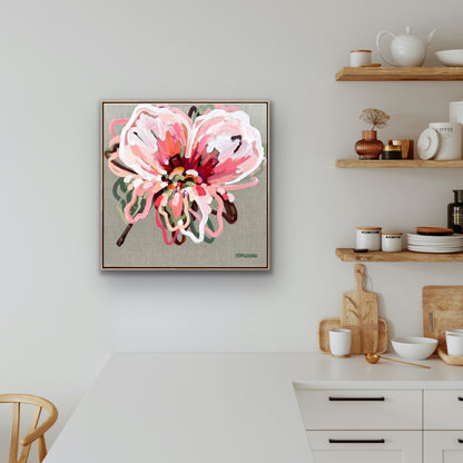 Watermelon Pink In Bloom 53x53cm FRAMED