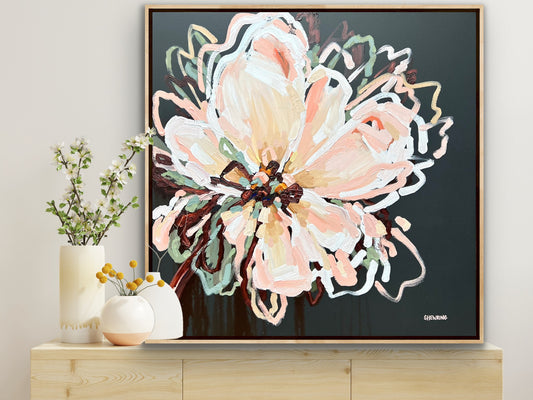 Winter Flower 103x103cm FRAMED SOLD