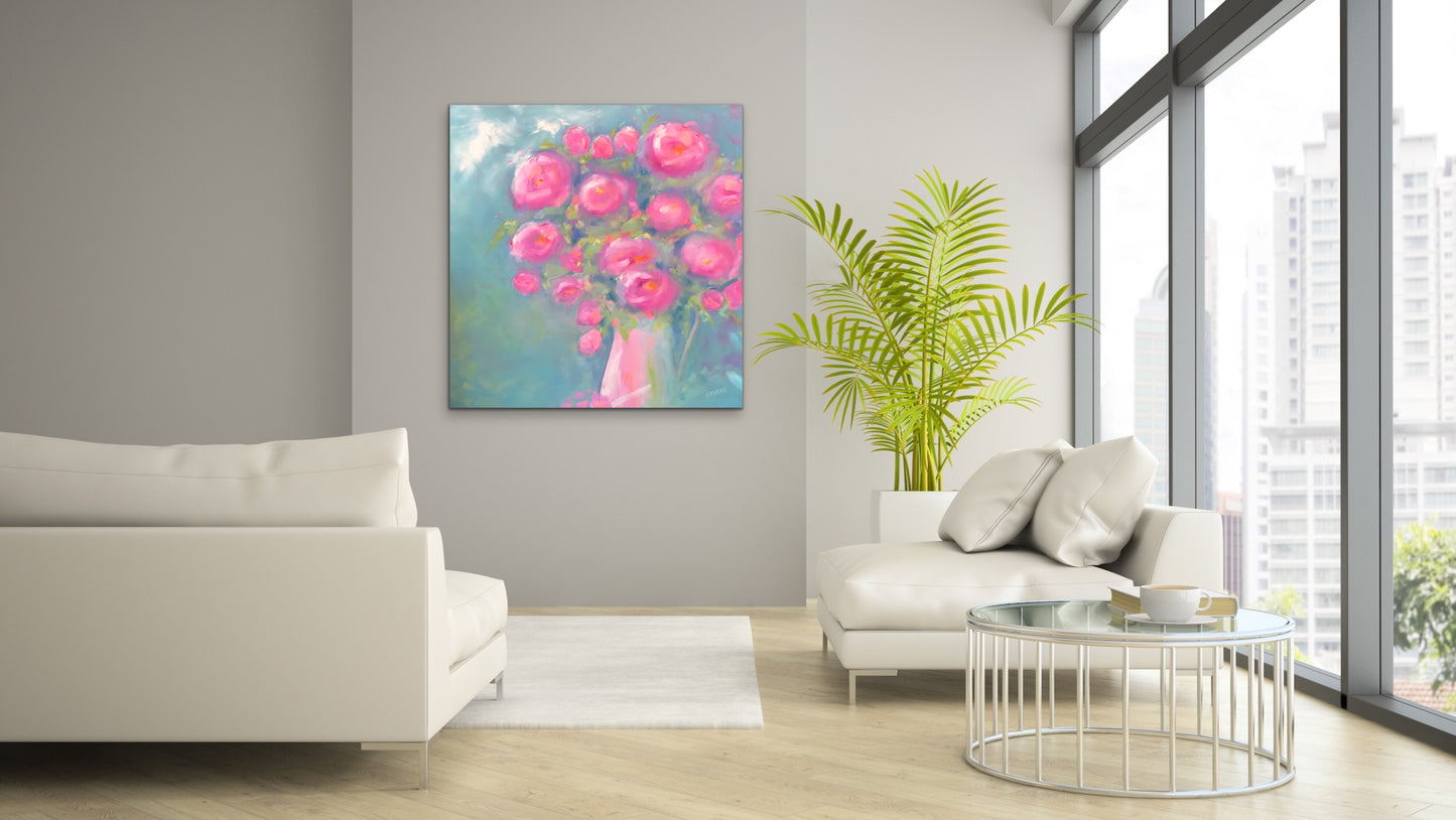 Candy Floss Blossom oil painting 92x92cm Sold